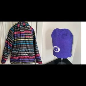 Burton winter jacket & hat
